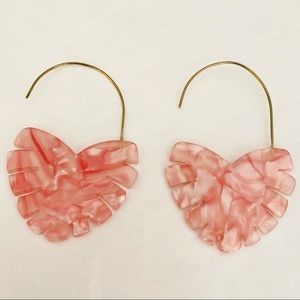 Tropical Pink Palm Leaf Earrings - Pink Acrylic Earrings